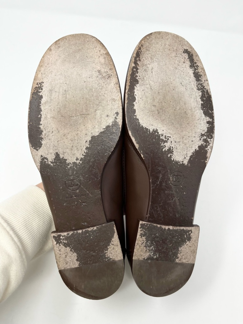 Chanel 2023 Brown Leather Gold Interlocking CC Logo Loafers Flats Shoes 37.5 - Picture 9 of 11